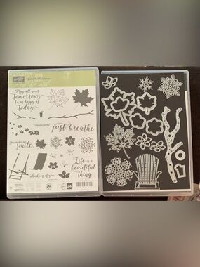 Stampin' Up! Colorful Seasons Clear Stamp and Thinlits Set Bundle. Dies are new